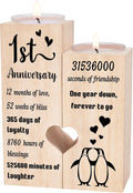 1 Year Anniversary Wedding Gifts for Boyfriend Girlfriend, One Year 1st Anniversary Romantic Gifts for Him Her, Heart Shaped Candlestick for Couple Husband Wife