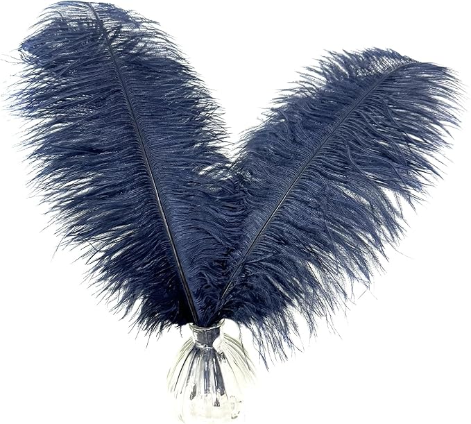 Happy Feather 16-18 inch Navy Blue Ostrich Feathers Craft for Wedding Party Centerpieces Home Decoration DIY Craft Pack of 10