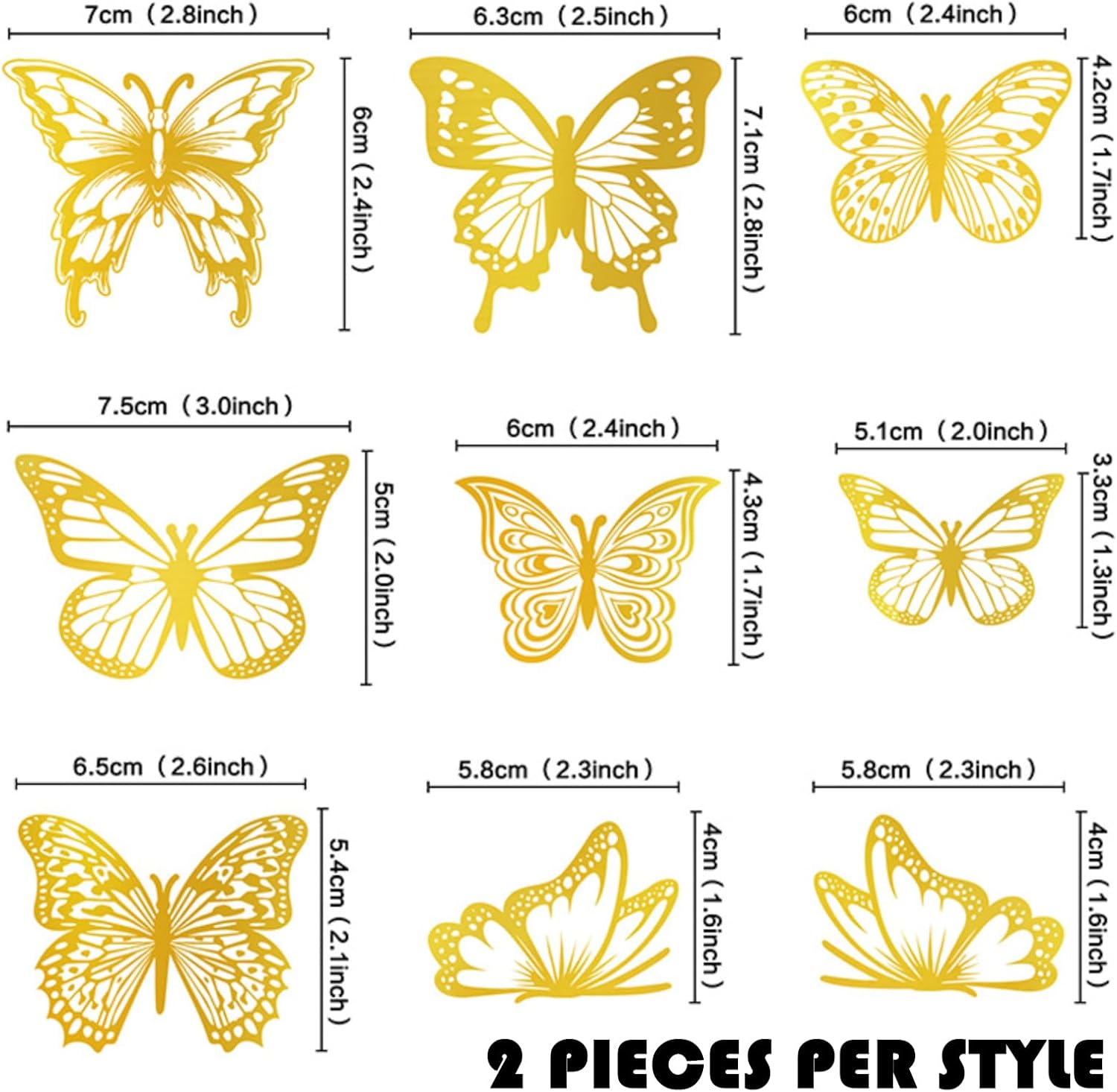 42-Piece Cake Topper Kit: 4 Palm Leaf Fan, 20 Decorating Balls, 18 Butterfly Decor, Gold, Perfect for Birthdays, Anniversaries, Weddings, Christmas
