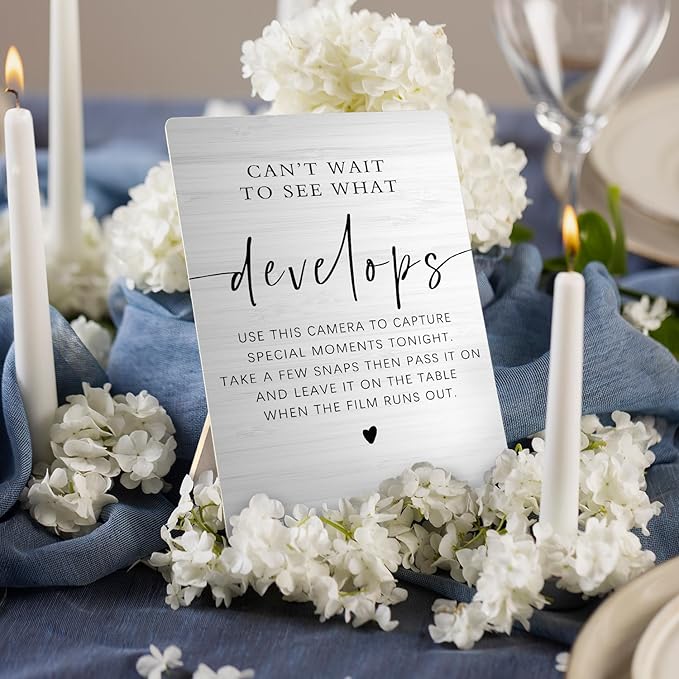 Can't Wait To See What Develops Wooden Stand 5x7inch, Wedding Camera Sign, Guest Photo Sign, Wedding Decor