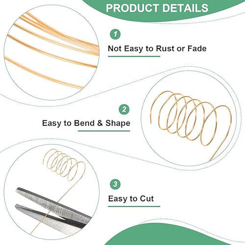 0.3 mm/28 Gauge Copper Wire for Jewelry Making, 49.2FT Copper Beading Craft Wire for Jewelry/Weaving/DIY Crafting/Planting, Color-Retaining [15M, Copper Tone]