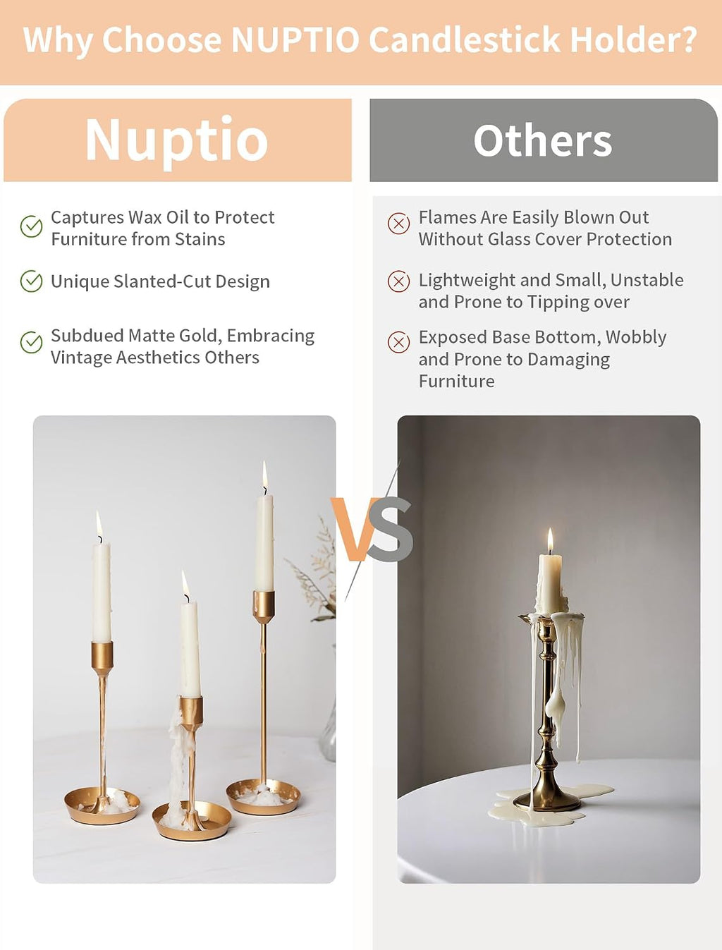 NUPTIO Taper Candle Holders for Centerpiece: Gold Candlestick Holders Bulk | 30 Pcs Tall Candleholders for Birthday Party, Brass Matte Candles Stick Decor Bulk Wax-catching Base for Table Fireplace