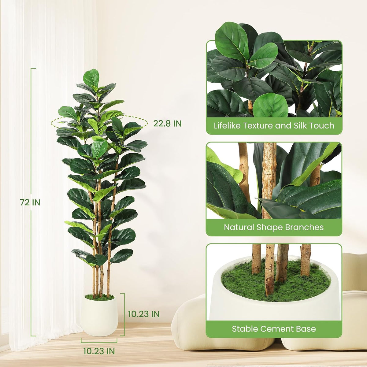 garveehome 6 ft faux fiddle leaf fig tree, package contents
