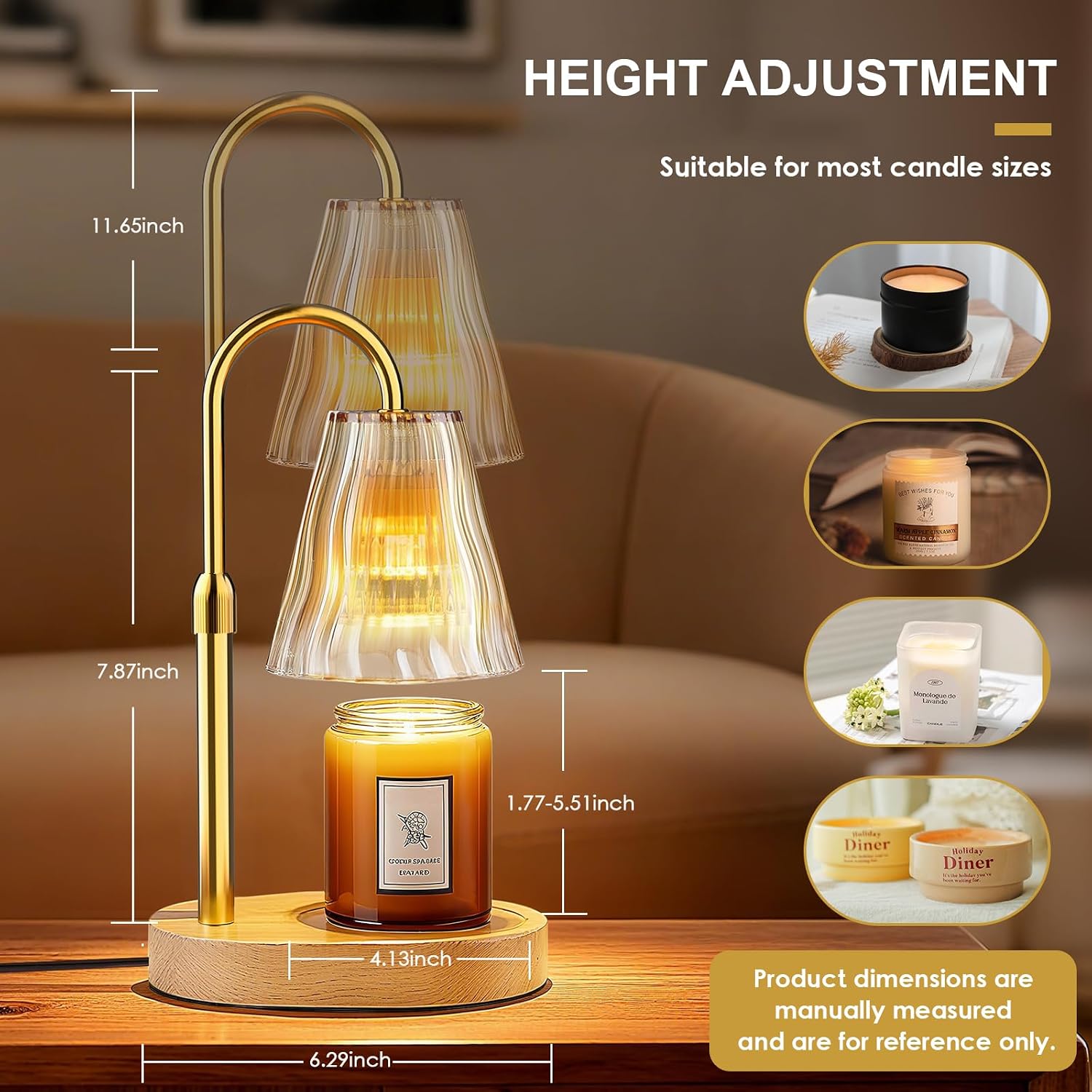 Candle Warmer Lamp with Timer Dimmer, Birthday Gifts for Women Mom Friend Sister, House Warming Gifts New Home Decor, Office Apartment Dorm Room Wax Melt Warmer for Jar Candles with 2 Bulbs