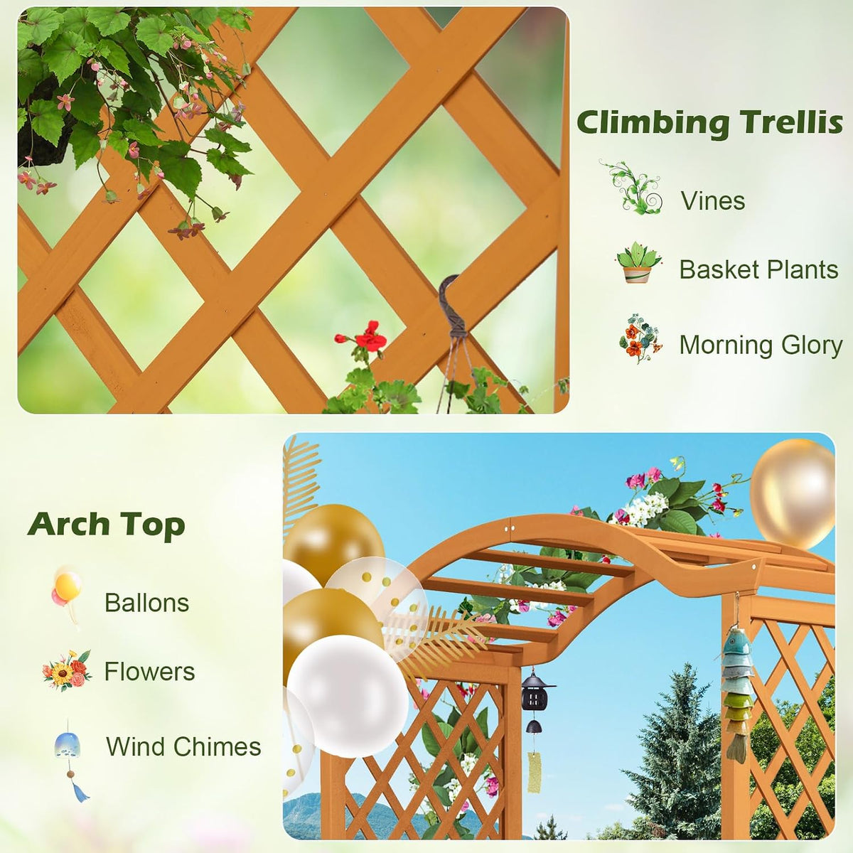 moccha wooden garden arbor with planter - outdoor, package contents