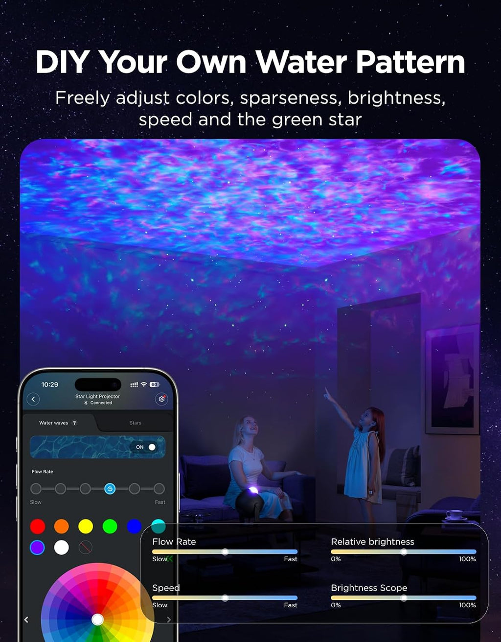 govee star light projector with ocean wave ripple, side view