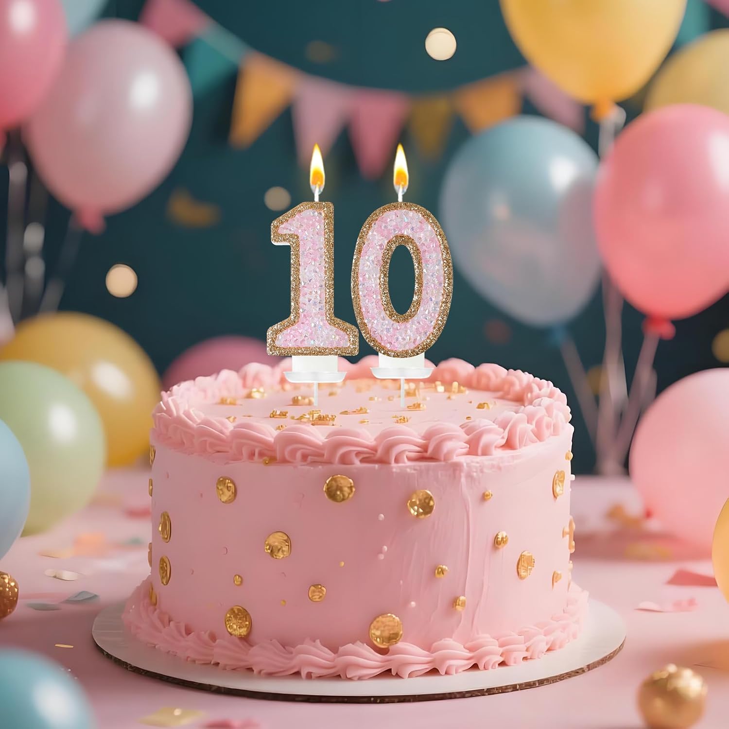 Minyu Iridescent Rhinestone Number Candles, Shimmering Sequins for Birthday Cake Decorations, Suitable for Birthdays, Anniversaries, Wedding Celebrations, and Dessert Table setups. (1, F)