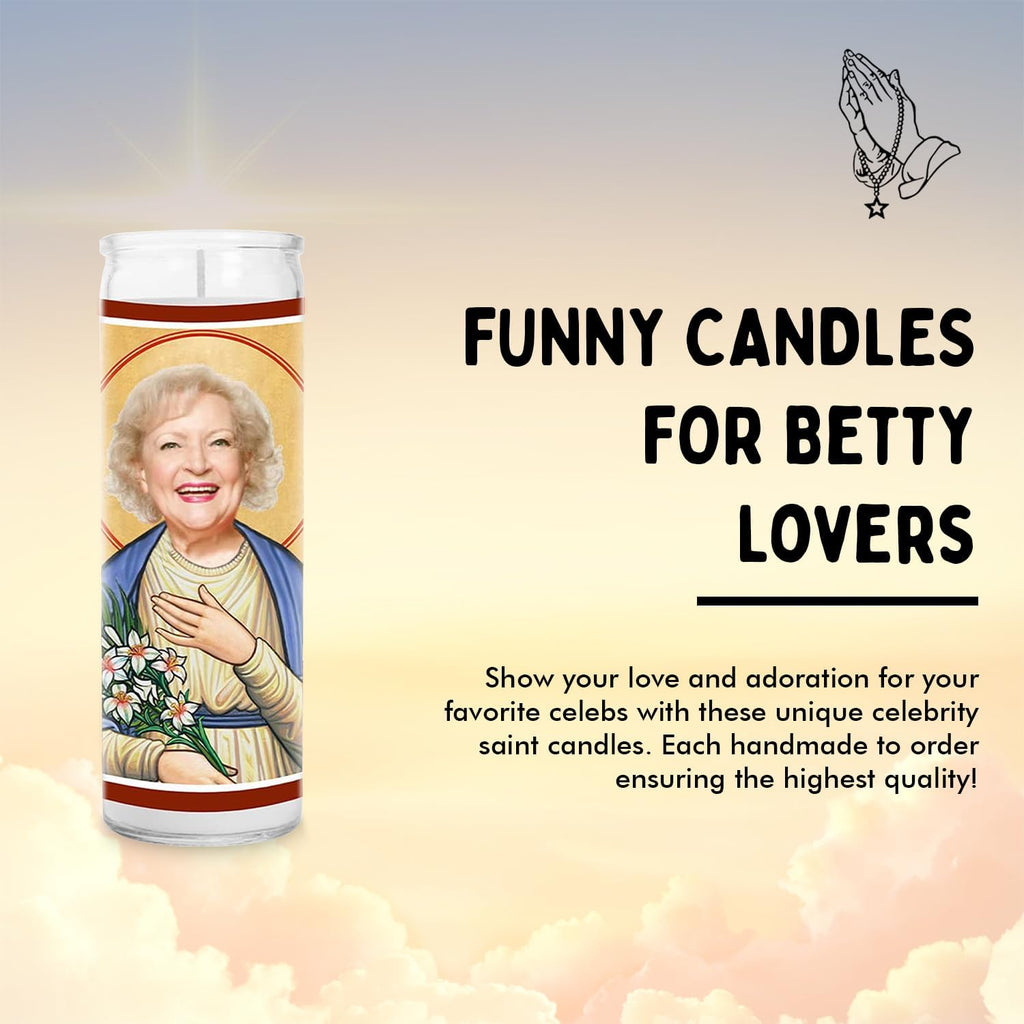 Betty Celebrity Glass Jar Candle – Handmade White Votive Candle – Unique Gift for Golden Girls Comedy Lovers – Rose Nylund Home Decor Collectible for Living Room & Office