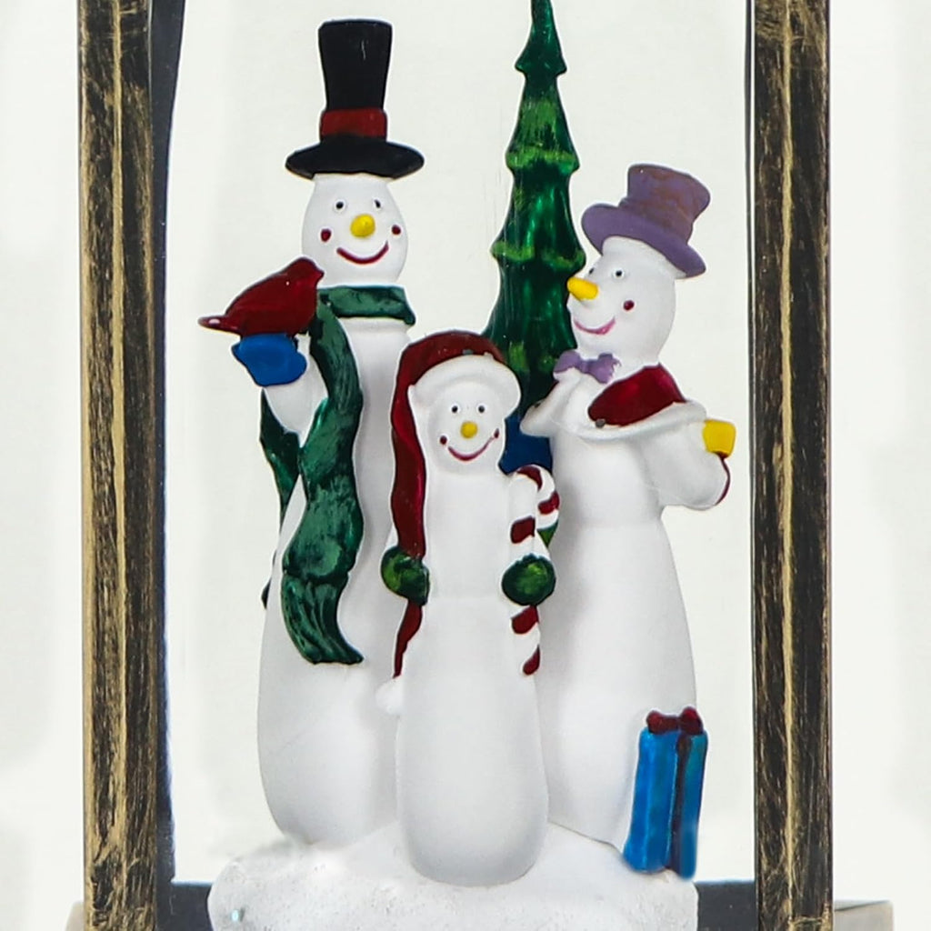 GenSwin Christmas Snow Globes with Music USB Rechargable Cable and Timer, Christmas Lantern Decorations Indoor, 1 Pcs Christmas Music Box with 3 Snowman for Festival Centerpieces