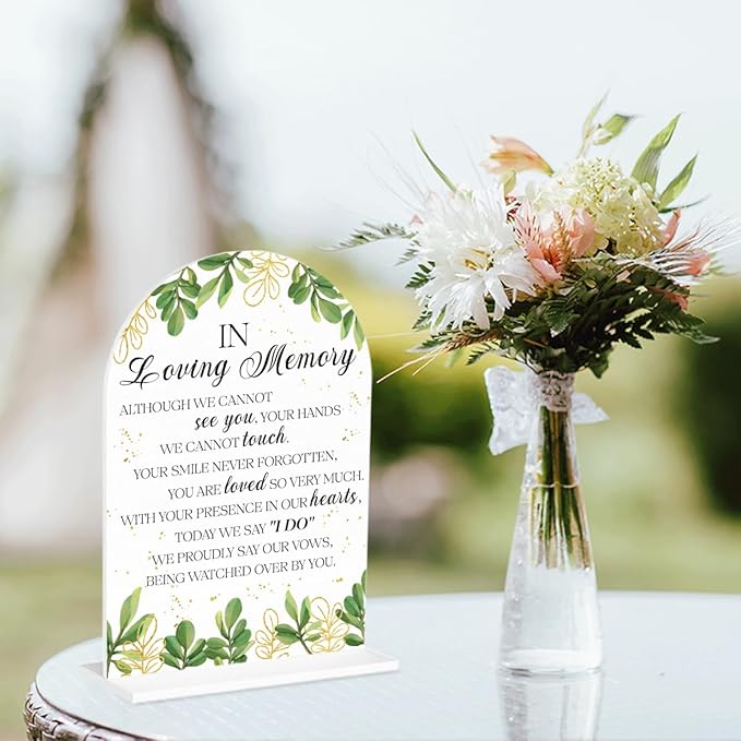In Loving Memory Wedding Sign, In Memory Wedding Sign for Engagement Bridal Shower Decor fo Ceremony Reception, Weddings Table White Acrylic Sign