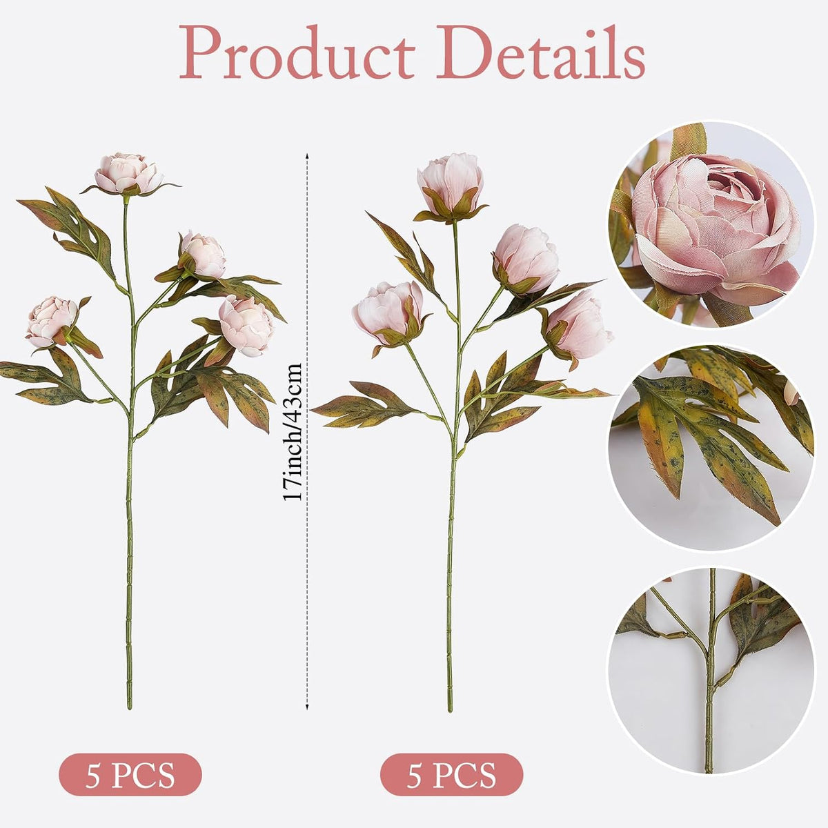 10 Pcs Peonies Artificial Flowers，Faux Flowers For Vase Home Decor