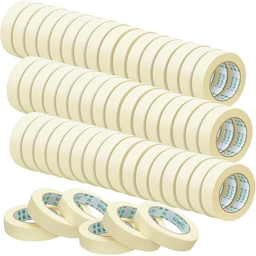 Masking Tape Bulk General Purpose Masking Painting Tape 55 Yards for Painting Home Office School Stationery Arts Crafts Basic Use, Easy Removal(72 Rolls,1 Inch)