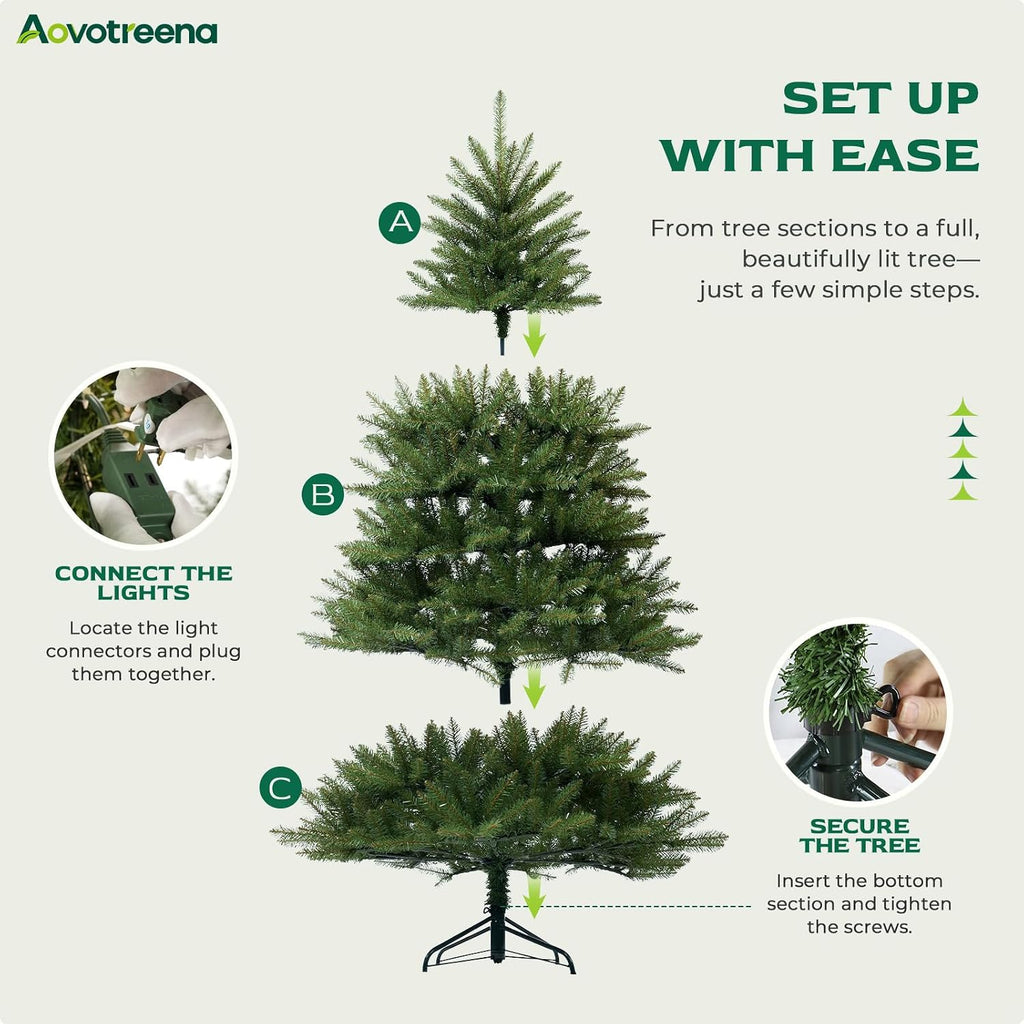 6.5ft pre-lit artificial christmas tree with 650 white, package contents