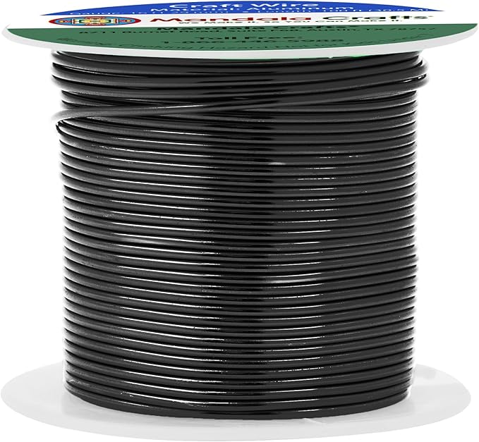 Mandala Crafts 16 Gauge Anodized Aluminum Craft Wire for Jewelry Making - 100 FT Colored Flexible Black Wire - Bendable for Bonsai Armature Crafting Sculpting