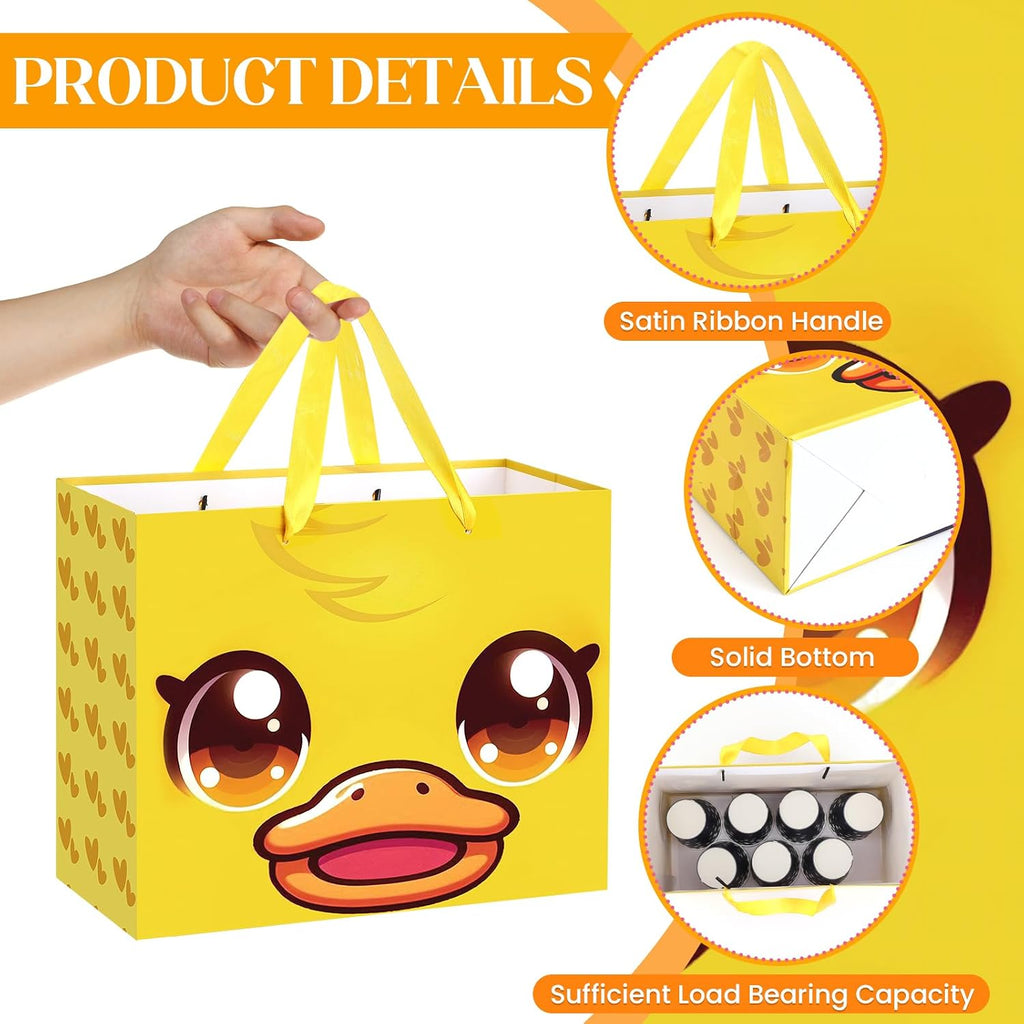 Duck Gift Bag for Kids Boys Girls Baby Shower Duckie Birthday Gift Bag with Wrapping Paper Card Large Farm Animal Gifts Bag for Barnyard Baby Shower Birthday Decorations Party Favors Supplies
