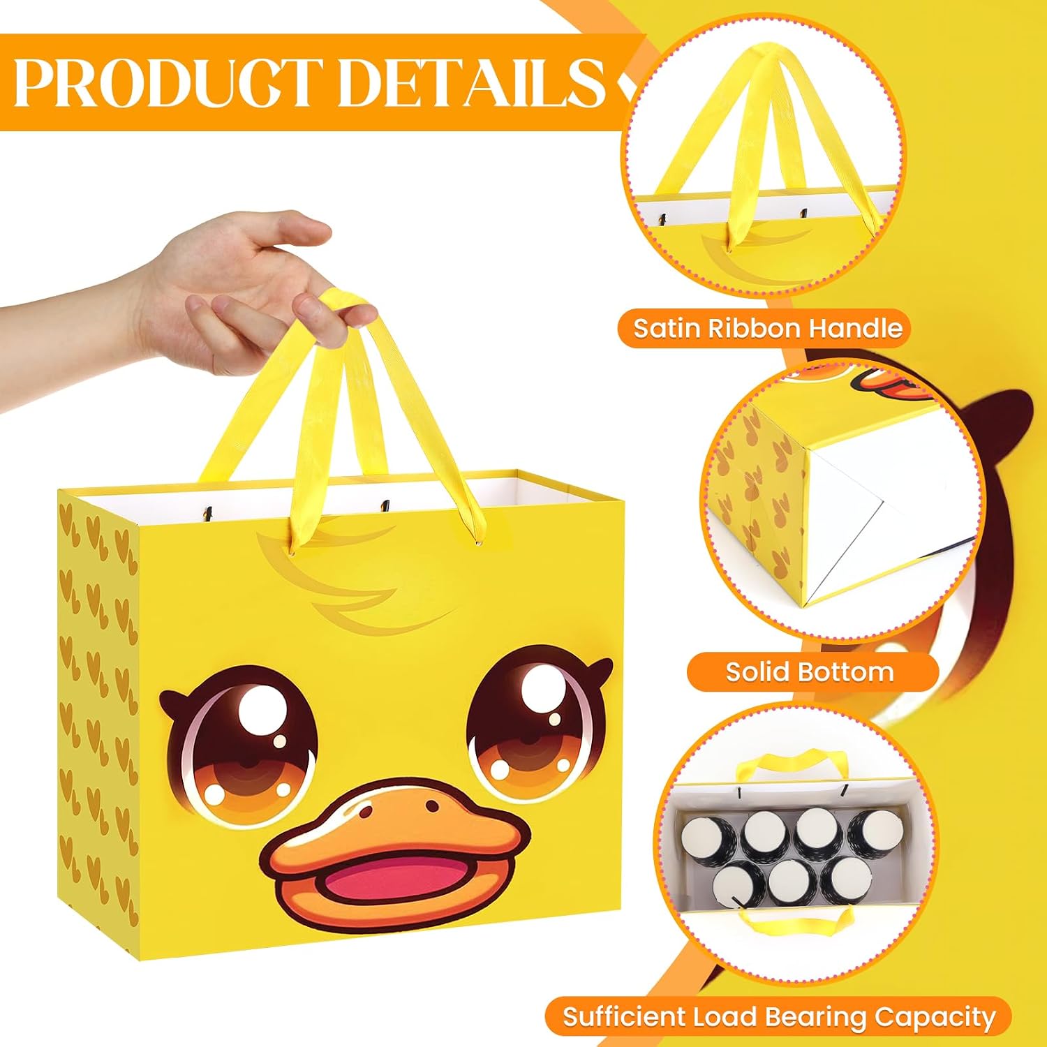 Duck Gift Bag for Kids Boys Girls Baby Shower Duckie Birthday Gift Bag with Wrapping Paper Card Large Farm Animal Gifts Bag for Barnyard Baby Shower Birthday Decorations Party Favors Supplies