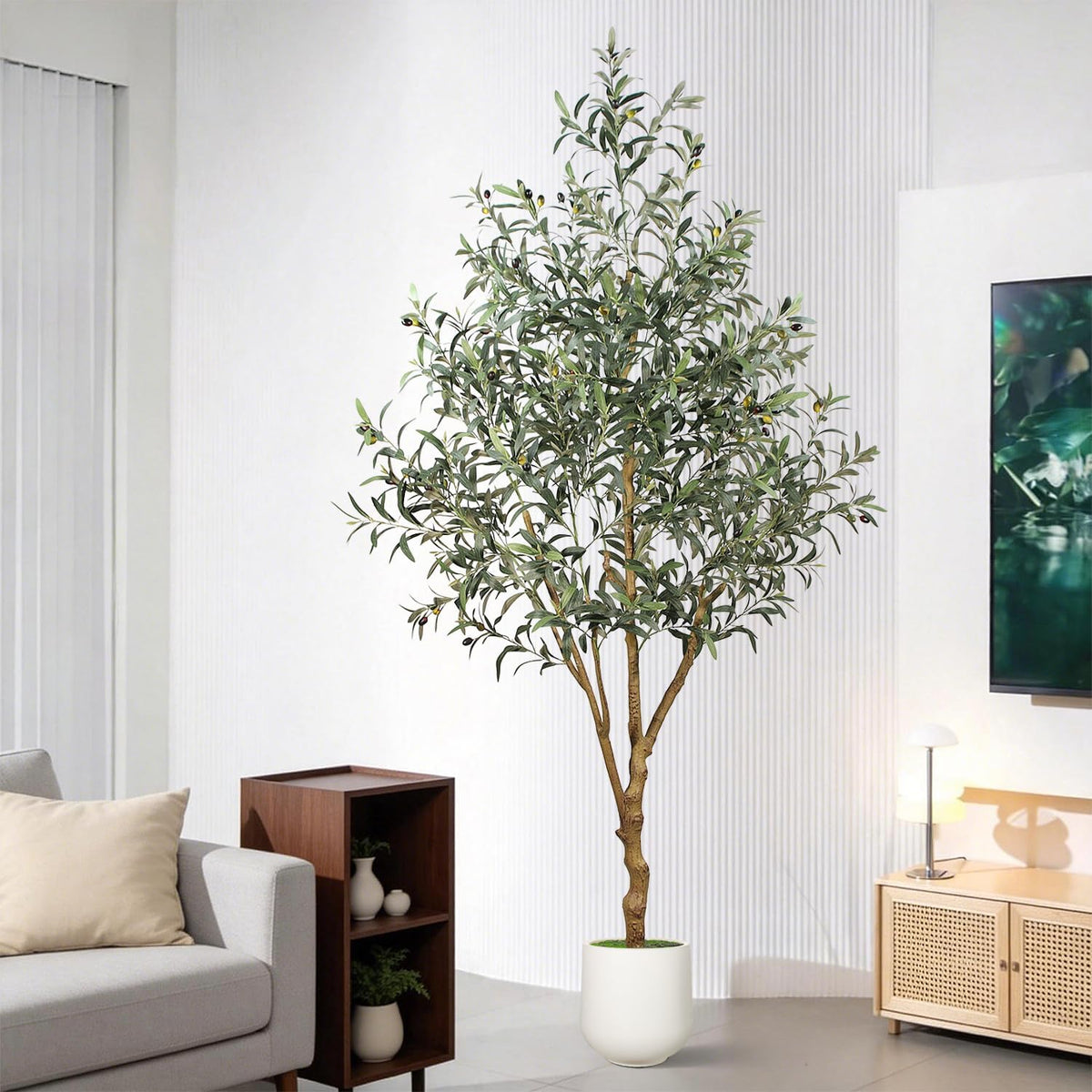 6ft olive trees artificial indoor - realistic artificial, close-up detail