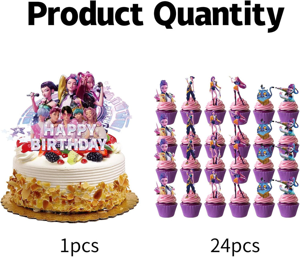 25 Pcs Cartoon Cake Decorations, Cute Happy Birthday Cake Toppers, Perfect for Theme Parties, Birthday Celebrations, and Holiday Festivities