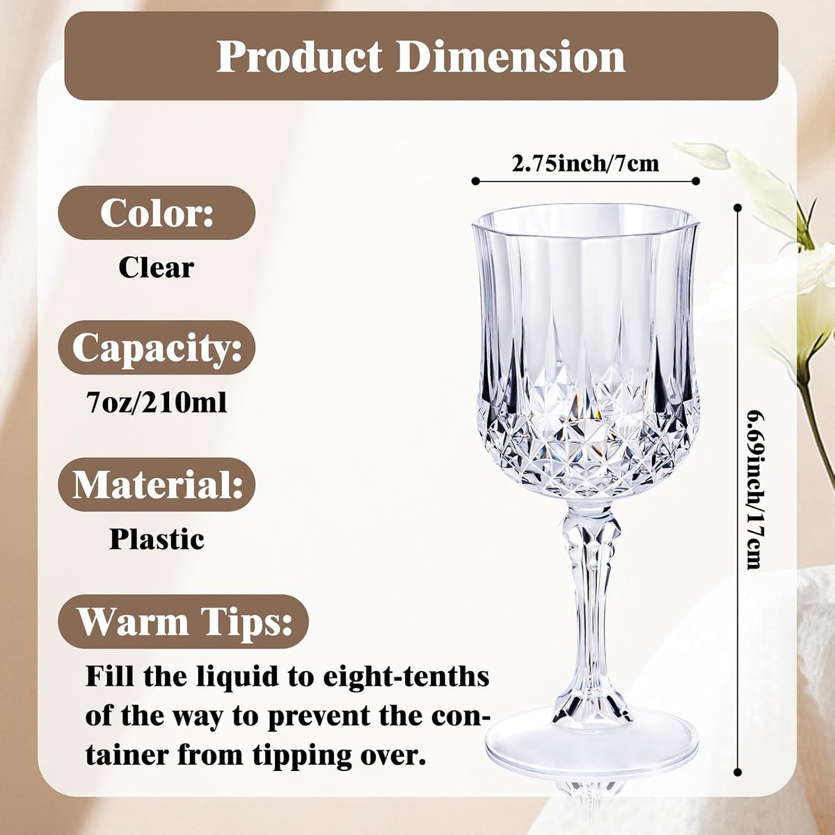 ciaell 48pcs plastic wine glasses - 7 oz, package contents