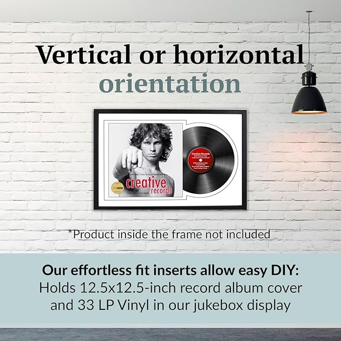 Creative Picture Frames 16" x 24" Jukebox Vinyl Frame Display with Double Matting, LP Record Album Frame for Wall Decor, White/White, 1 Count