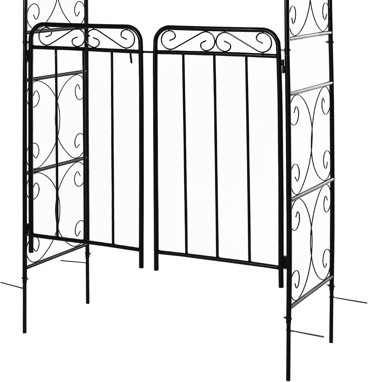 Outsunny 84" Garden Arch Arbor with Gate Metal for Climbing Vines Black