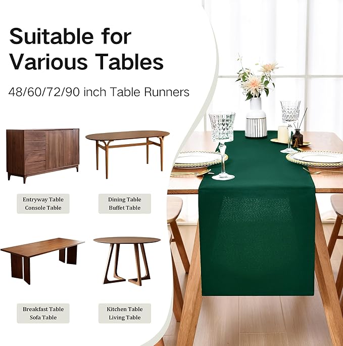 Farmhouse Green Table Runner Dining Table Runners 48 Inches Long Coffee Table Runner for Dresser Living Room Bedroom Holiday Party Banquet 12X48 Inch