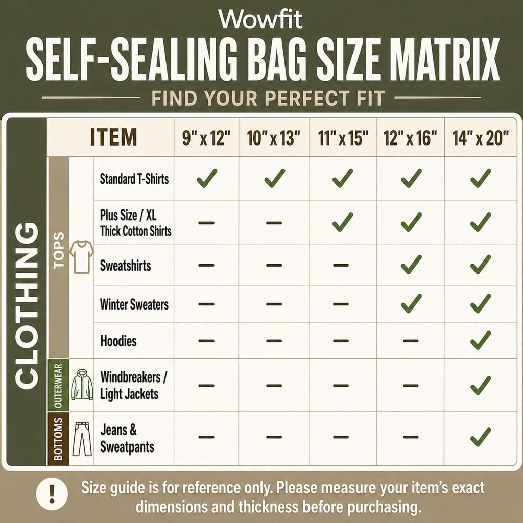Wowfit 100 Count 12x16 Inch Clear Cellophane Plastic Bags, Resealable Self-Sealing Cello Bags Great for Packaging Clothing, Shirts, Decorative Wrappers, Party Favors, Artwork and More