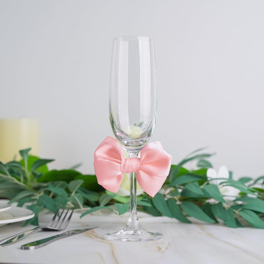 AIMUDI Pink Satin Ribbon Twist Tie Bows for Treat Bags 3.5" Baby Pink Bows for Crafts Small Pink Bows for Baby Shower Premade Bows for Cake Pops Candy Apple Wedding Favors Bridal Shower -24 Counts