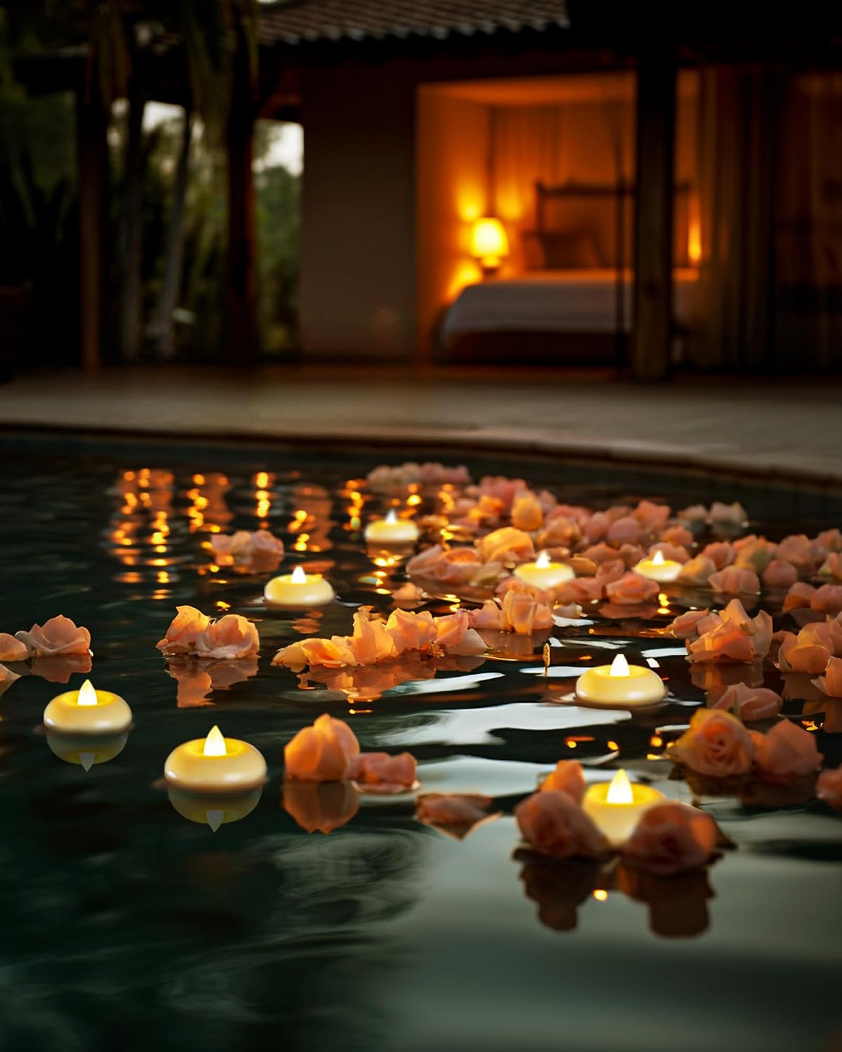 Homemory 12 Pack 2” Flameless Led Floating Candles, 200 Hour Battery Operated Flickering Waterproof Tealights for Cylinder Vases, Centerpieces at Wedding, Party, Pool, Holiday (Ivory Base)