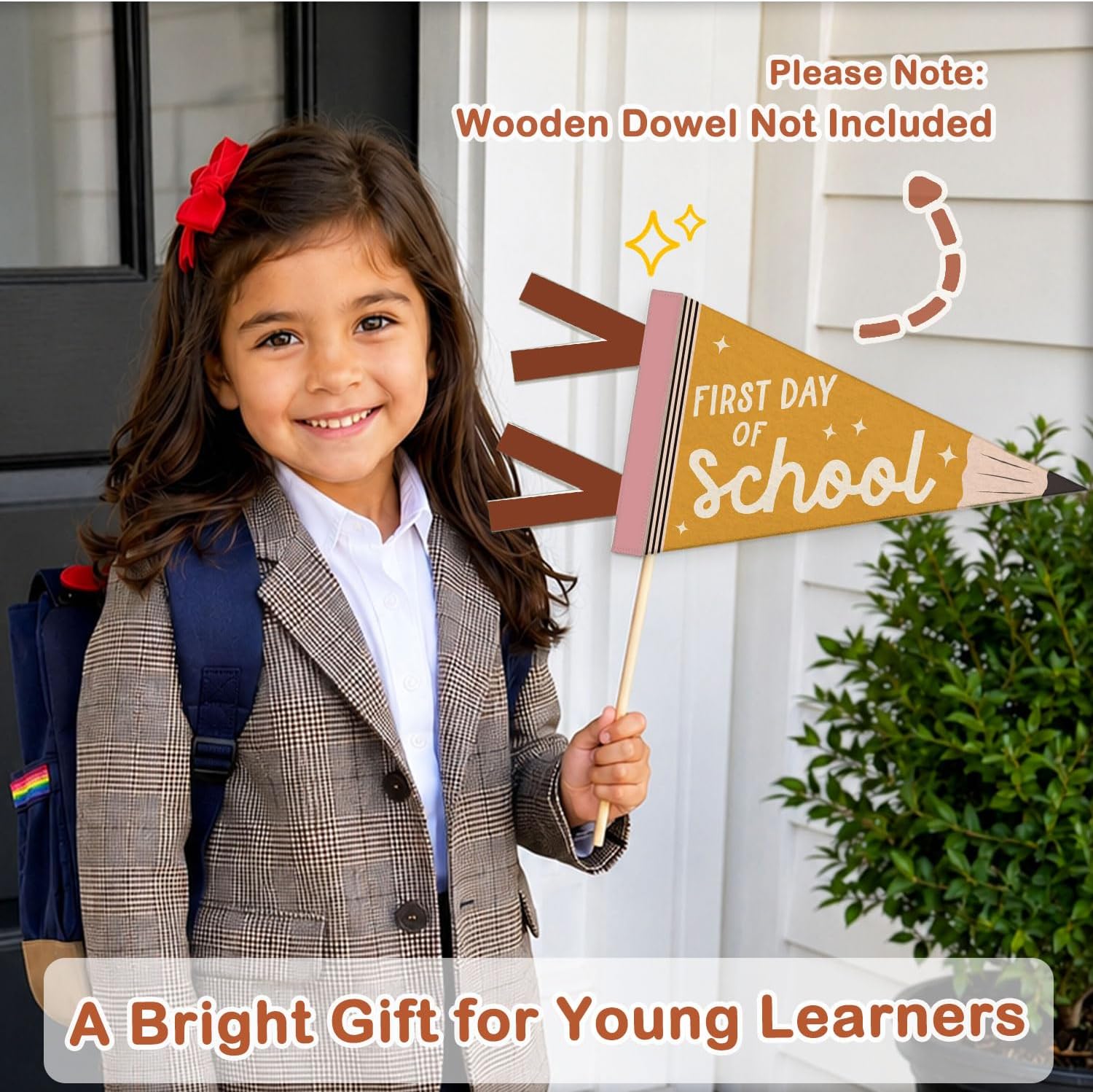 First Day of School Pennant Flag Felt Banner Sign, | First Day of School Decorations，Back to Schools Banner for Kids, Pencil Photo Prop for Preschool Homeschool Classroom Decor