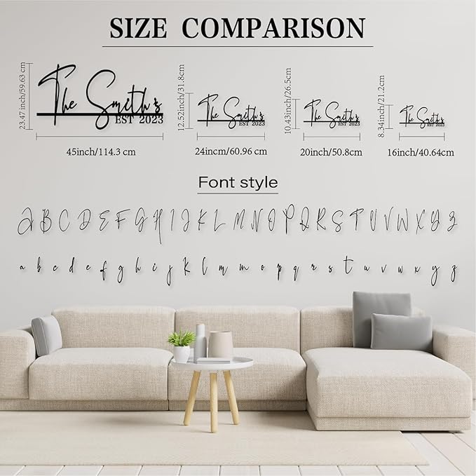 Custom Metal Family Name Signs for Wall Decor, Personalized Metal Last Name Sign Wedding and Housewarming Gifts, Family Established Sign