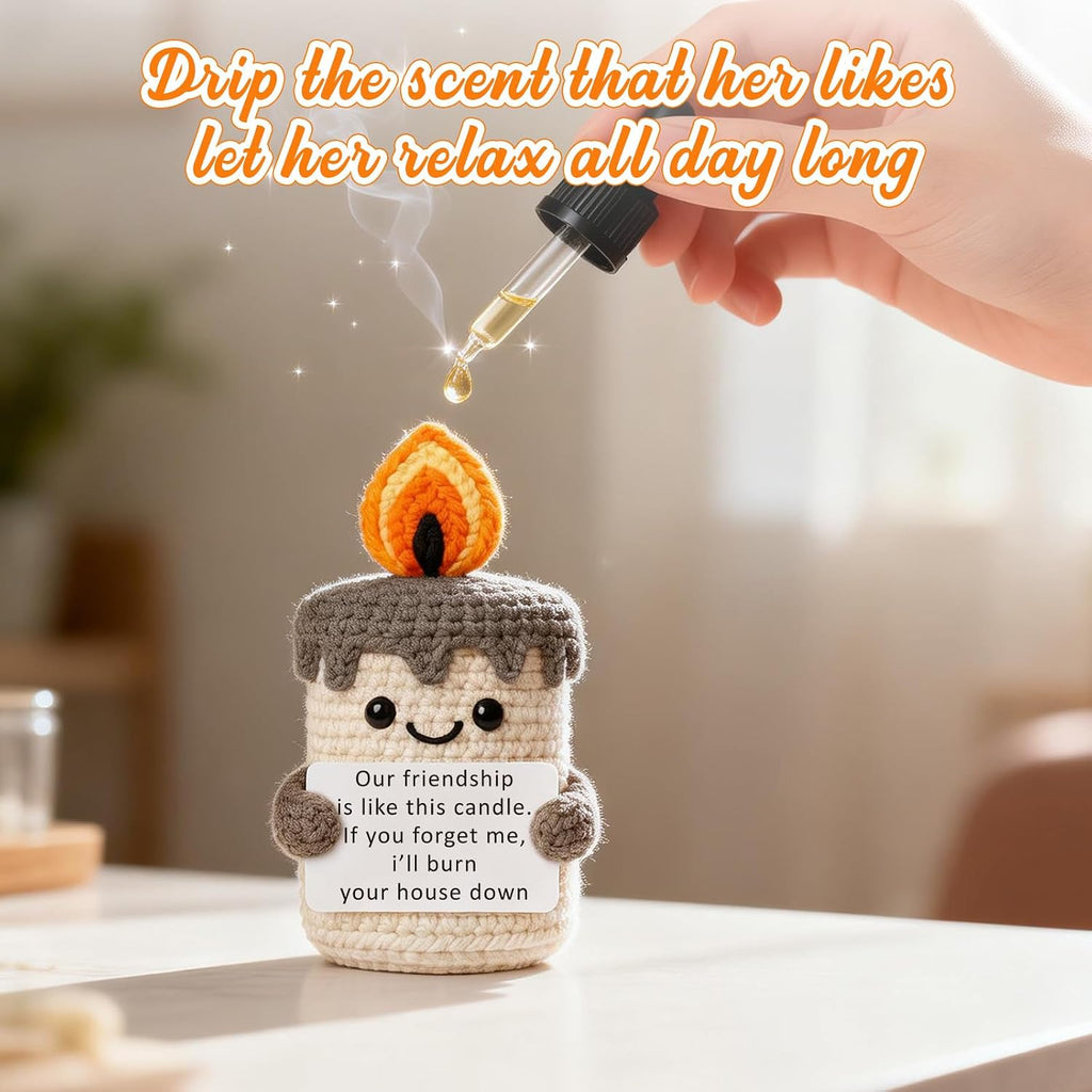 Funny Best Friend Birthday Gifts for Women Men, Handmade Crochet Candle Decor, Sarcastic Friendship Presents for Bestie Sister, Cute Birthday Christmas Gag Gift, Dark Humor Desk Accessories