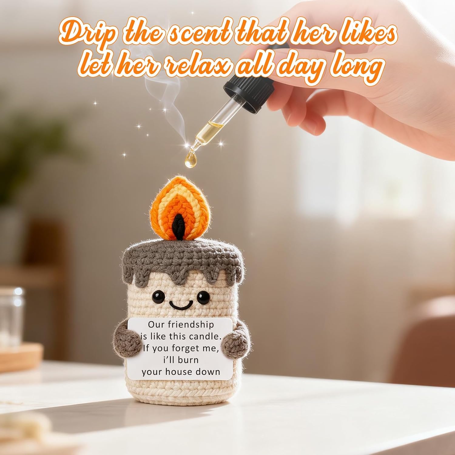 Funny Best Friend Birthday Gifts for Women Men, Handmade Crochet Candle Decor, Sarcastic Friendship Presents for Bestie Sister, Cute Birthday Christmas Gag Gift, Dark Humor Desk Accessories
