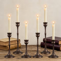 Vintage Metal Candlestick Holders, Set of 6 Bronze Candle Holders for Candlesticks Antique Taper Candle Stand Candle Sticks Holder for Housewarming Wedding Mantelpiece Table Centerpiece Decor