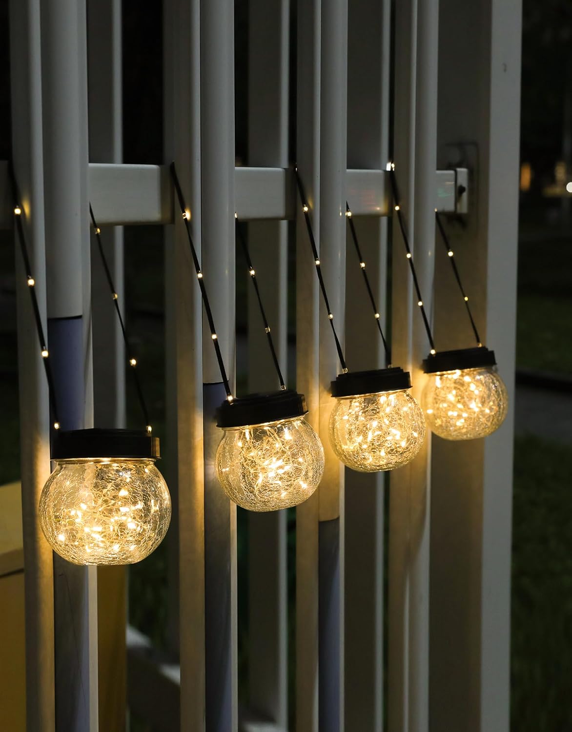 solar lanterns solar lights outdoor waterproof 6-pack, solar shown in use