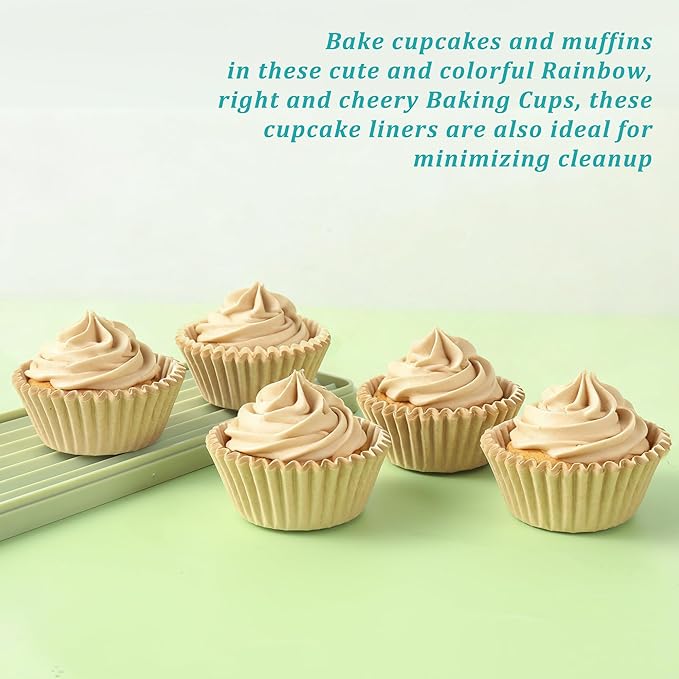 1.4 inch 1000-Count Mini Cupcake Liners Bright Colorful Muffin Baking Cups, Odorless,Baking Paper Cups for Baking Candy Cooking，Upgraded & Food Grade Grease-Proof Paper(Brown, 1.4 Inch)