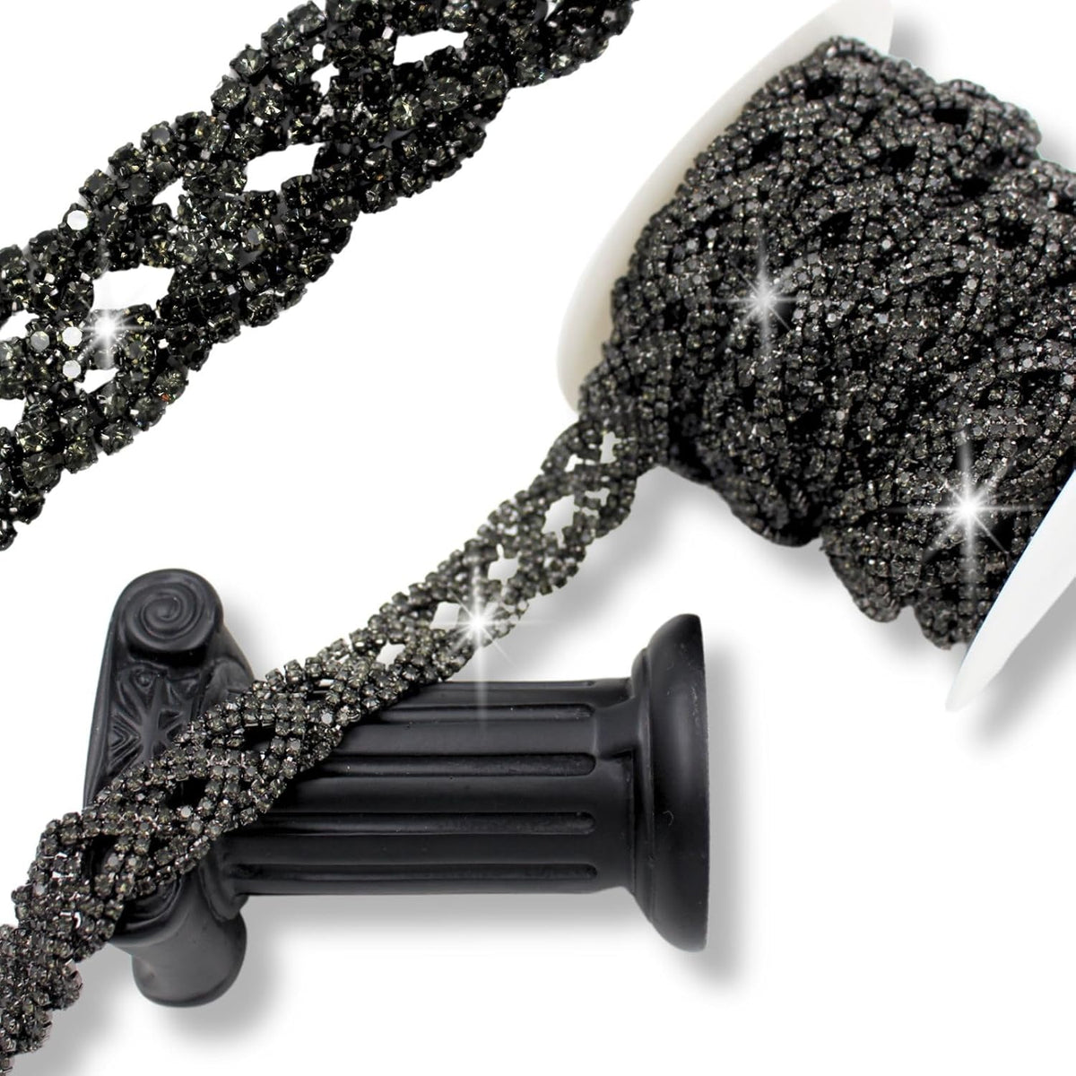 pearly jun 5 yards rhinestone trim chain black, main product view
