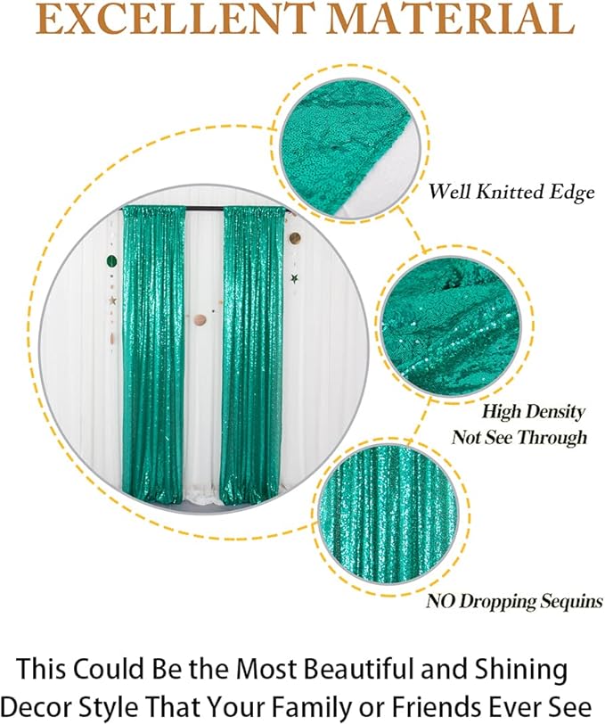 ShinyBeauty Sequin Curtain 2 Panel Set Christmas Green Glitter Background 2FTx8FT Green Sequin Backdrop Curtains Pack of 2 (Grass)