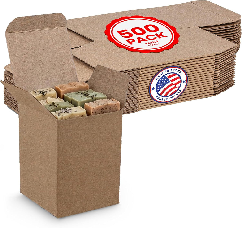MT Products Tuck Top Kraft Paperboard Gift box 3" x 3" x 4" - Gift Boxes with Lids - Pack of 500