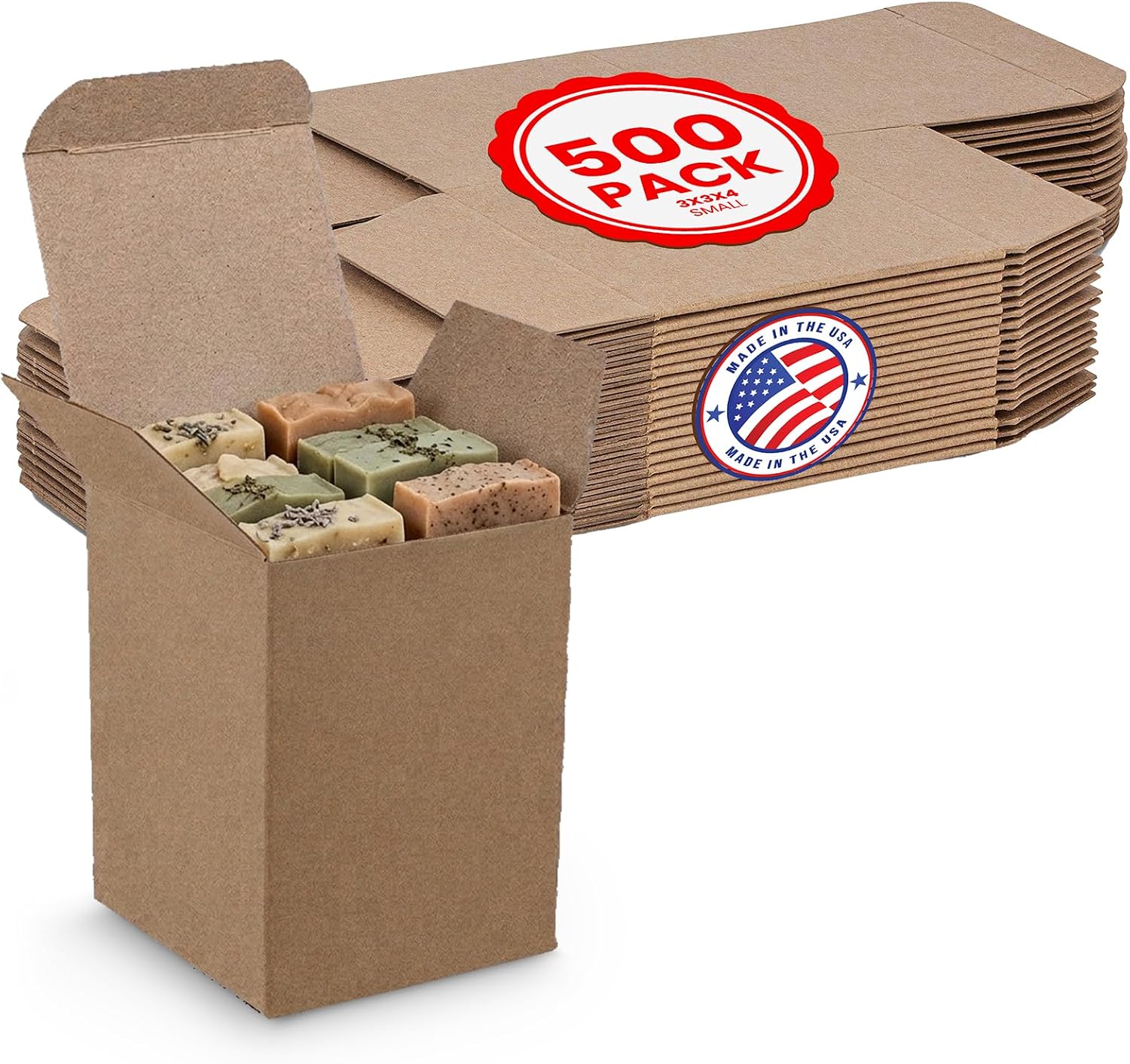 MT Products Tuck Top Kraft Paperboard Gift box 3" x 3" x 4" - Gift Boxes with Lids - Pack of 500