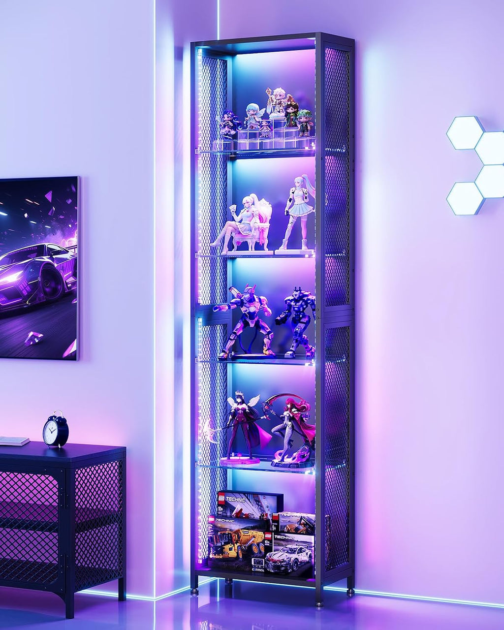 aodk 72" tall display case with led lights, view 9