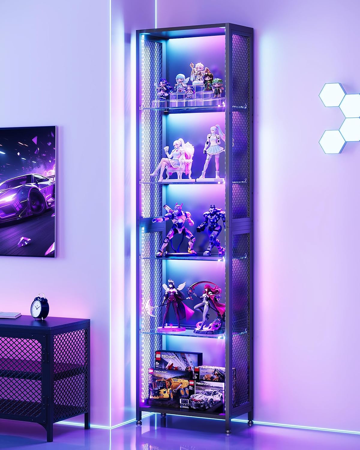 aodk 72" tall display case with led lights, view 9