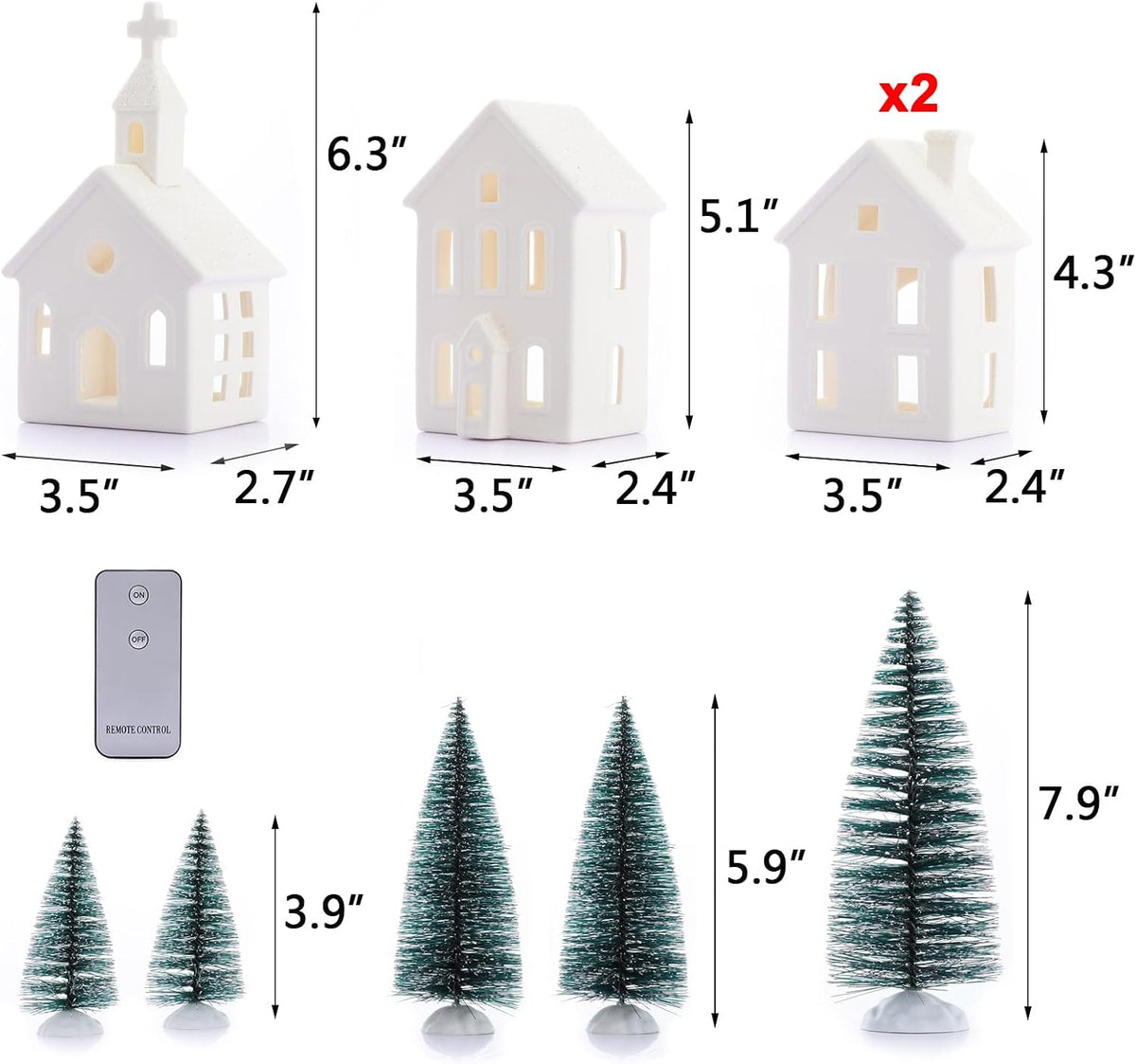 ztl 9pcs christmas village sets - 4 led, close-up detail