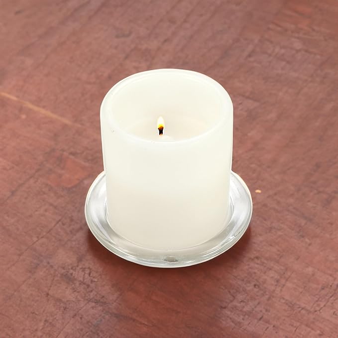 WGV Tea Light Votive Candle Holder Plate 4" W, Clear Flat Plate Glass, Small Home Accent Decor, 1 Pc
