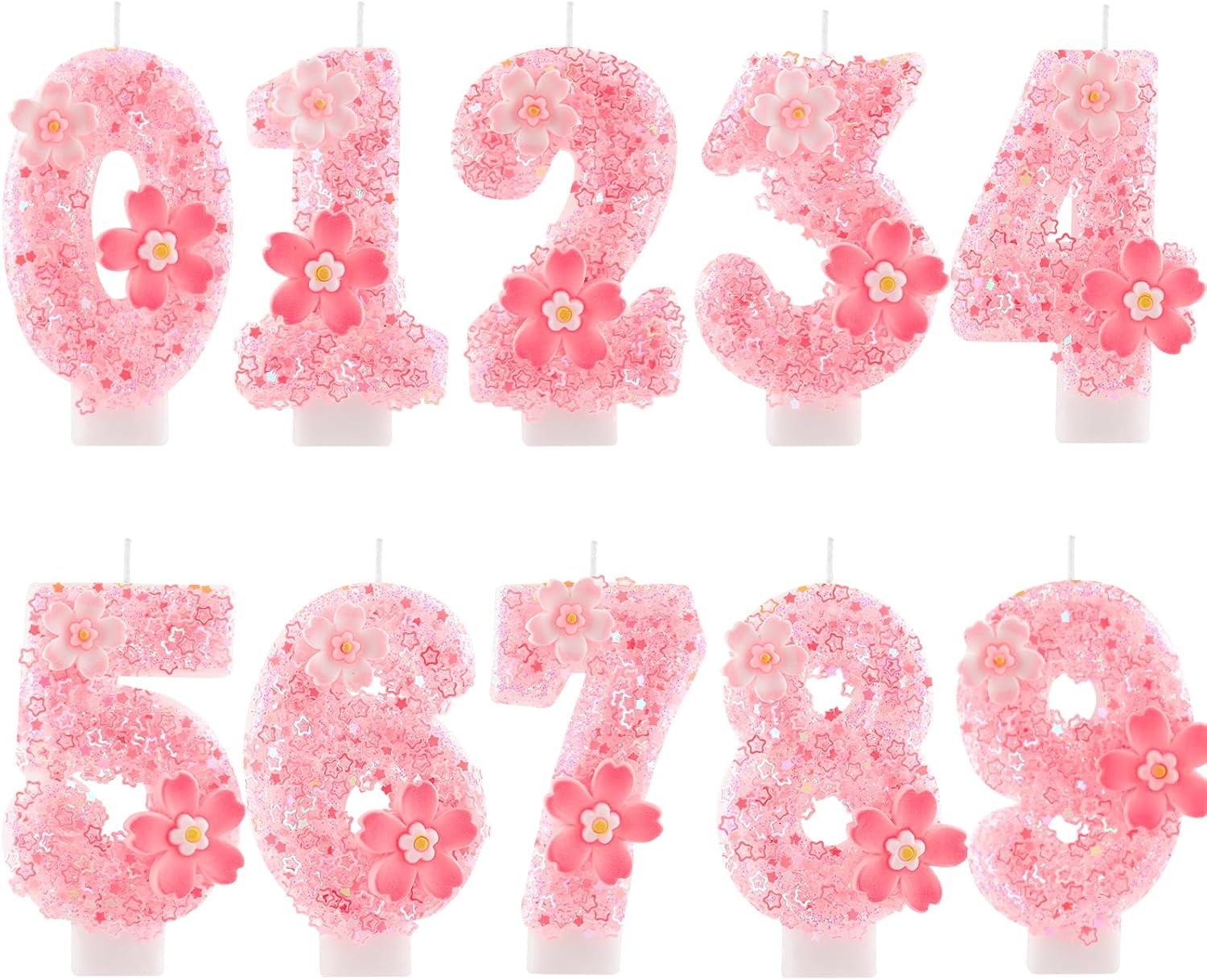 Cherry Blossom Pink Number 3 Birthday Candle, 2.8in Cute Shiny 3 Happy Birthday Candle with Tray & Stick Girls 3 Candle for 3rd Birthday Ideal Birthday Parties Cake Decoration & Gifts
