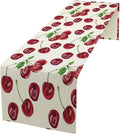 Red Cherry Table Runner Watercolor Tropical Fruit Spring Summer Wild Berry Dinner Runner for Girl Baby Shower Party Holiday Home Kitchen Dining Table Decor 13x108