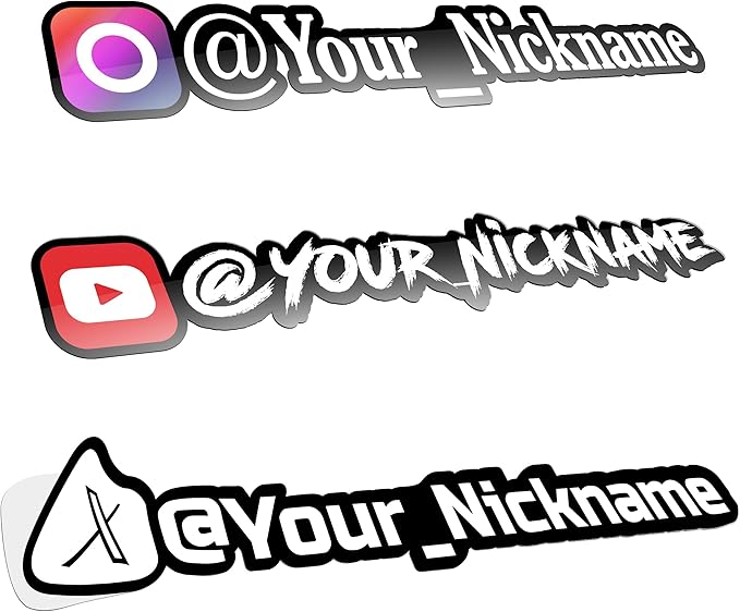 Custom Social Media Vinyl Lettering - Personalized Decals Name Username Logo for Cars, Cups, Windows, Tumblers, Hydroflask, JDM, Windshield - Waterproof Stickers from 4-100 Inches Sizes