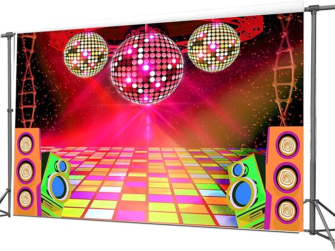 20X10ft Dance Party Backdrop Retro 70s 80s 90s Theme Glitter Stage Dance Ball Background Disco Party Decoration DJ Backdrop Banner for Birthday Party Prom Portrait Photo Shoot Polyester,Purple