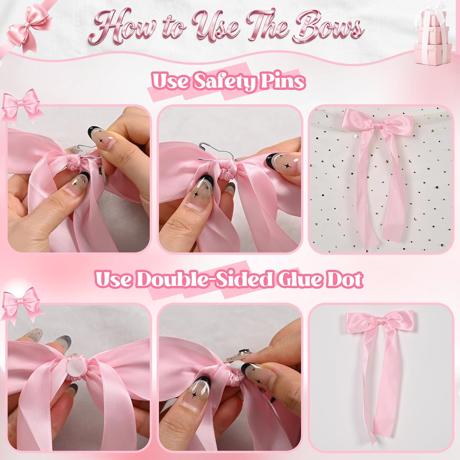 Pink Bow Birthday Decorations, 40Pcs Dusty Pink Bow Wall Decor DIY Ribbon Satin Bows Garland Photo Backdrop for Women Girl Coquette Bachelorette Baby Bridal Shower Room Bedroom Wedding Party Decor