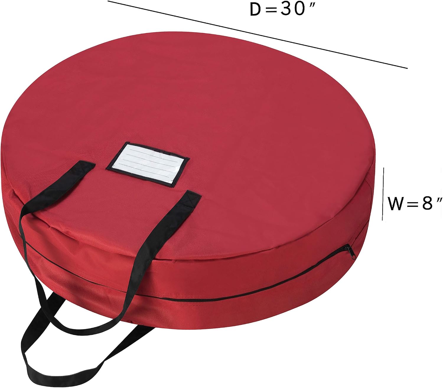 Wreath Storage Bag - 30-inch Organizer for Artificial Christmas Wreaths and Garland - Holiday Themed Canvas Tote with Handles by Tiny Tim Totes (Red)
